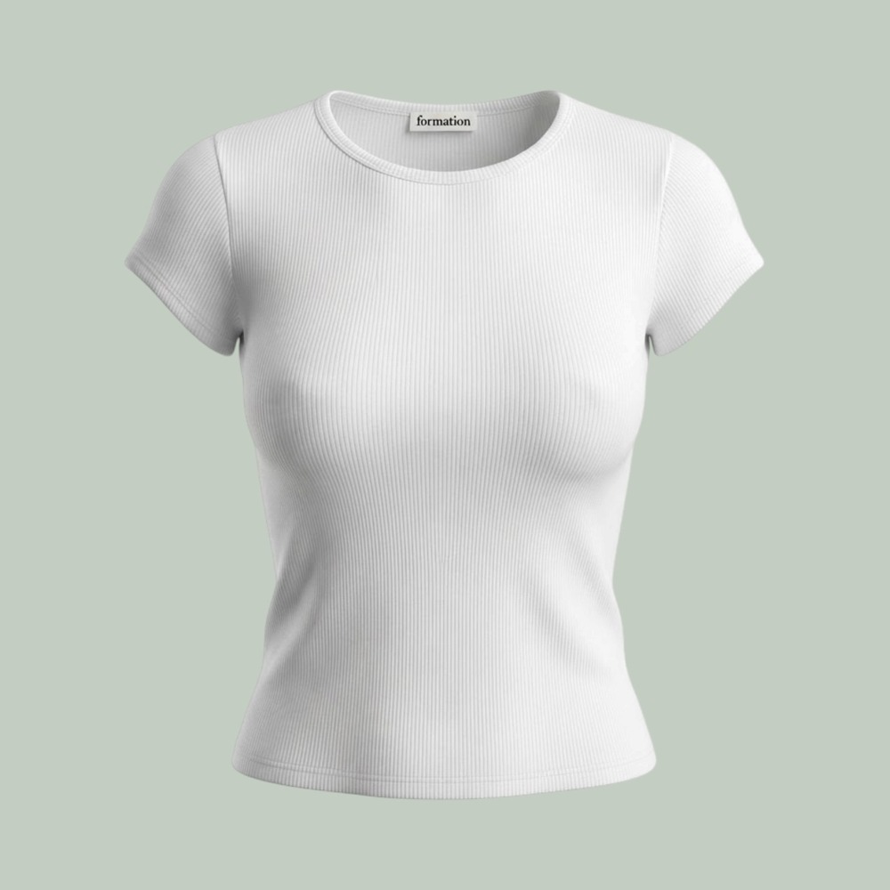 Reformation White Ribbed Organic Cotton Short Sleeve Baby Tee XS